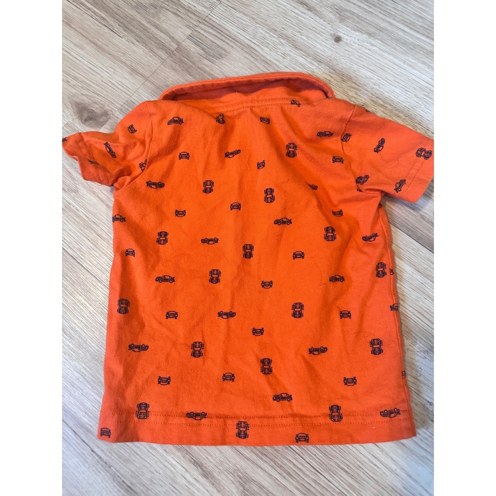 Child of Mine by Carters Orange Car Car Print Polo Shirt Shorts Outfit 6-9M - Picture 5 of 8